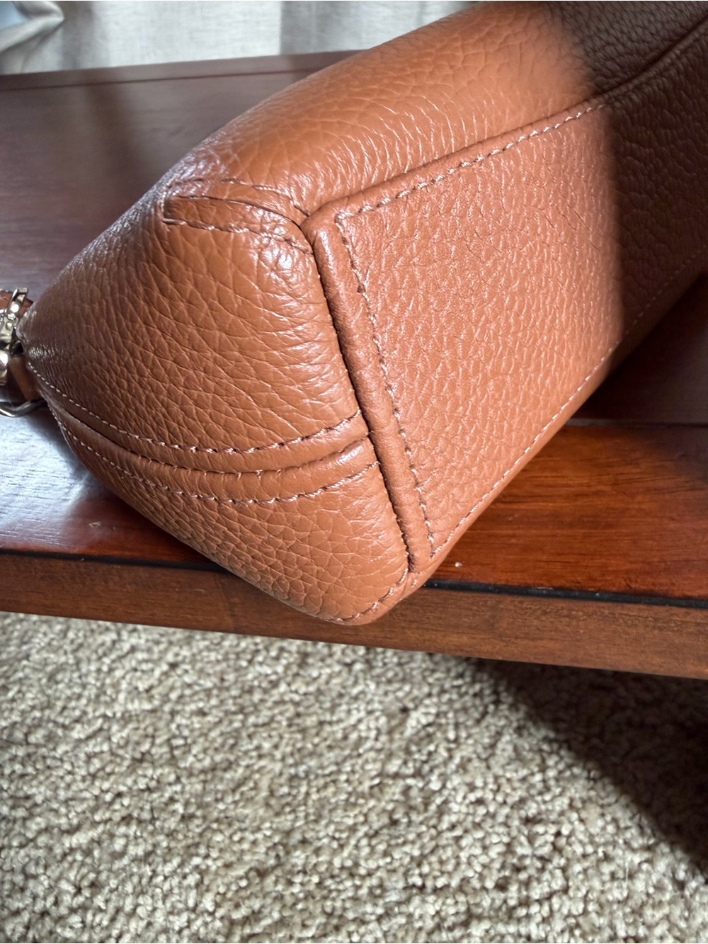 KATE SPADE Tan Dumpling Pebbled Leather Clutch/Crossbody with Gold Hardware - Picture 5 of 11